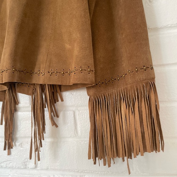The Last Best Place Tan Suede Fringe Jacket Vintage Beauty Size Medium Festival - Picture 5 of 12
